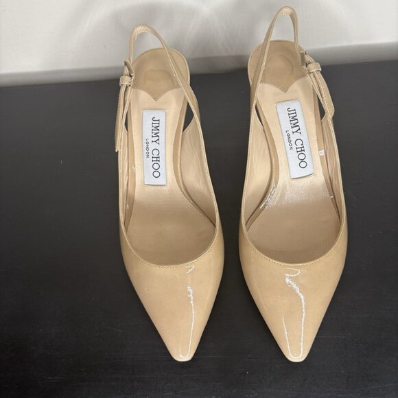 Jimmy Choo Shoes - Jimmy Choo Sling Back Patent Leather Nude 2“ Heels